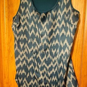 a.n.a Aqua and Gray Patterned Tank Top